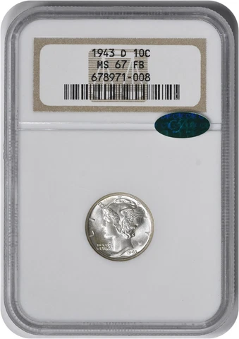 1943-D Mercury Silver Dime MS67FB NGC (CAC) Cover