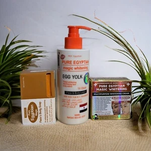 Pure Egyptian Magic 300ml Egg Yolk Lotion, Exfoliating Soap, Face Body Cream - Picture 1 of 3