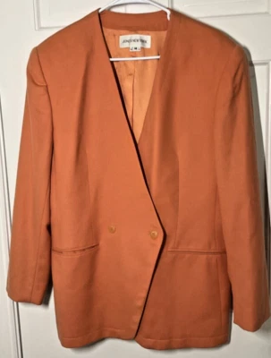 CHAQUETA TRAJE MUJER JONES NEW YORK NARANJA TALLA 14 DOBLE BOTONADURA 100% LANA USADA Foto 1 de 4