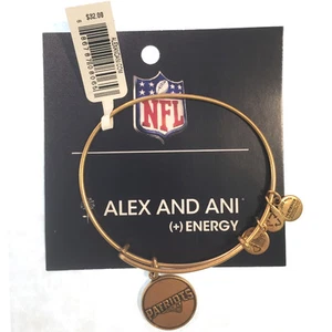 Alex and Ani NWT Vintage NFL NE Patriots Football Bangle Gold w/card-SET OF 3 - Picture 1 of 4
