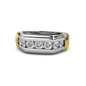 Round Natural Diamond 1.05 ctw 7 Stone Men Wedding Ring in 10K Gold JP:206197 - Picture 1 of 16