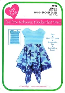 Child's 1-7 Handkerchief Dress SewBaby! F721 UNCUT Sewing Pattern Tee-Shirt - Picture 1 of 2