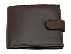 Para hombres BLOQUEO RFID Billetera de Cuero Real con Cremallera Moneda Bolsillo Bolsa de Identificación Ventana 42 Marrón - Imagen 1 de 7