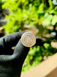 Anillo de lujo moissanita para hombre de 2,2 quilates enchapado en oro amarillo 14 K - Imagen 1 de 6