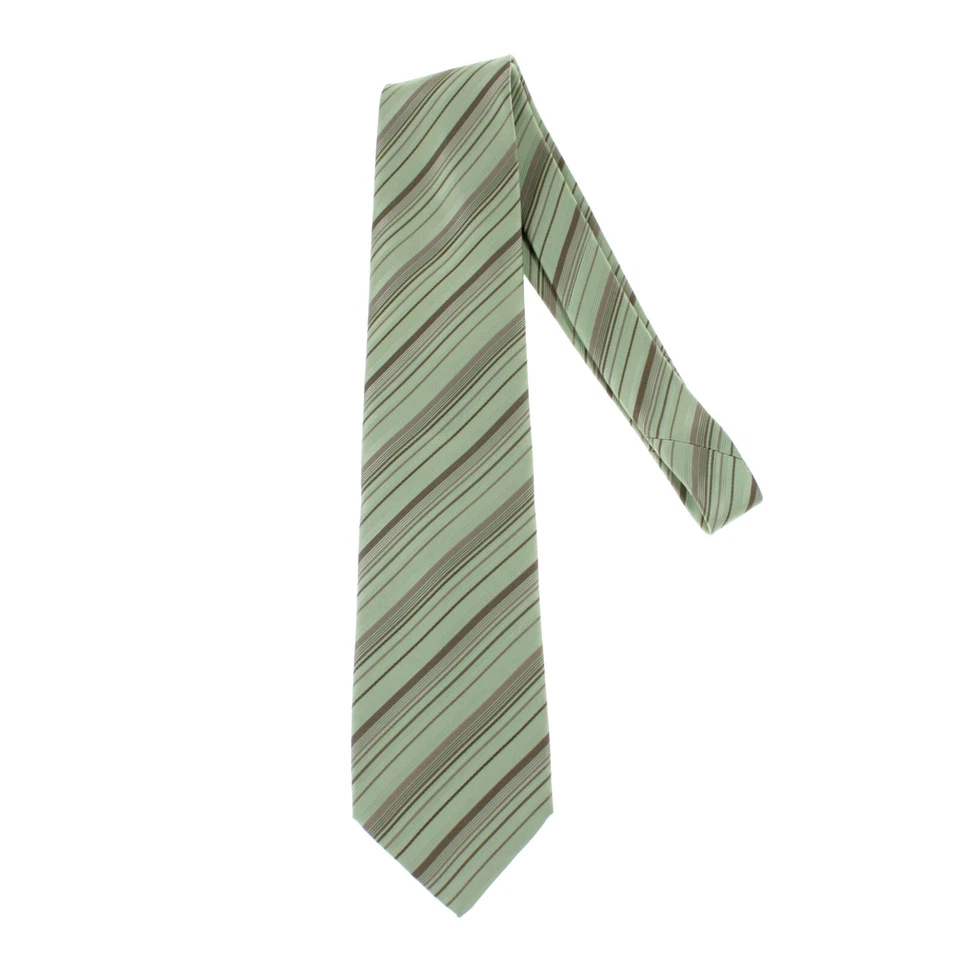 Corbata Dolcepunta 100 % seda nueva sin etiquetas en verde con rayas marrones/taupe Foto 1 de 4