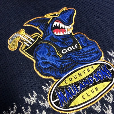 Rare VTG Maui & Sons Country Club Golf Sweater Argyle Wool Blend Collared LARGE - Image 1 of 4