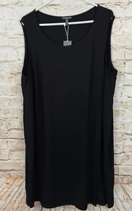 NEW Eileen Fisher black dress womens 3X sleeveless Jewel Neck $198 shift tank - Picture 1 of 7
