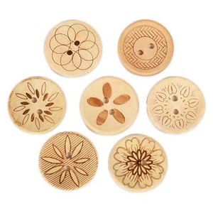 30pcs Retro Carving Wood button for Sewing Scrapbook Clothing Crafts Decor 25mm - Picture 1 of 1