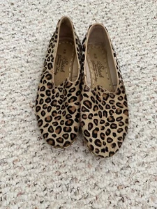 Sabah Tan Black Gold Leopard Calf Hair Leather Loafers Flats Fits 7 or 7.5 W 38 - Picture 1 of 4