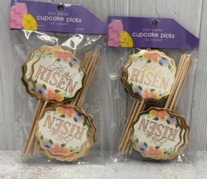 48 (2 packs of 24) Easter He is Risen cupcake picks party decor #2 - Picture 1 of 1