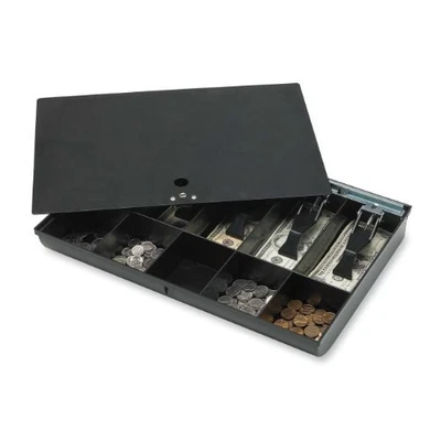 Sparco Locking Cover Money Tray - 5 Bill - 5 Coin - Black - 2.3" Height X 16" - Image 1 of 4