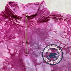 Bearizona Wildlife Park Sweatshirt Mens XL Purple Tie Dye 1/4 Zip Comfort Colors - Picture 1 of 8