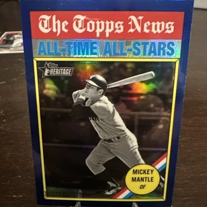 2025 Topps Heritage Mickey Mantle Yankees #349 rifrattore cromato blu /150 - Foto 1 di 5