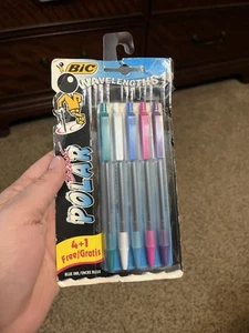 Vintage 1994 BIC Polar Blast Wavelengths All BLUE Ink 5 Pack Of Pens - Picture 1 of 3