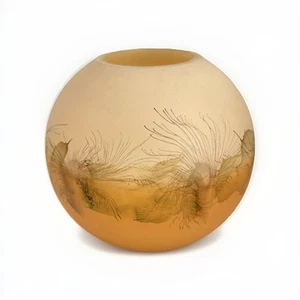 5” Vintage Ambiente Satin Splash Spherical Amber Art Glass vase Zwiesel Germany - Picture 1 of 8