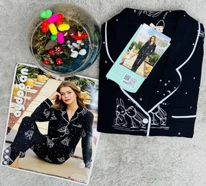 Women’s BLACK 100% Cotton Pajama Set Long Sleeve Sleepwear Soft PJs Gift - Picture 1 of 1