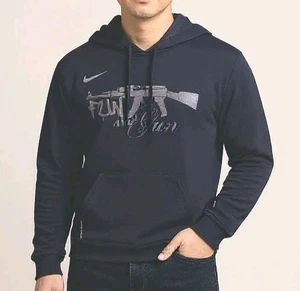 Mens S Nike Hoodie Black Pullover Sweatshirt Fun & Gun Patriot Punk Streetwear - Picture 1 of 13