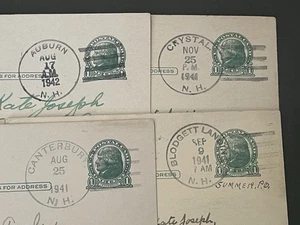 LOT x4 NH DPO SIGNED POSTMASTER ! AUBURN/CRYSTAL/CANTERBURY/BLODGETT LANDING - Picture 1 of 2
