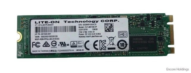 HP (Liteon CV1-8B128-HP) 128 GB Solid State Drive - 6 Gbps - M.2 - 831040-001 - Image 1 of 1