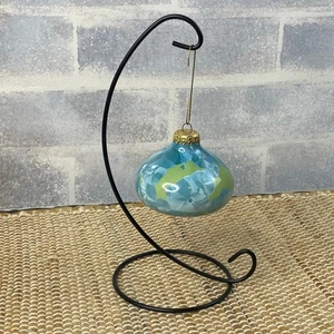 Vtg West Germany Crystalline Glaze Droplet Glass Ornament Green Aqua Handmade - Picture 1 of 14