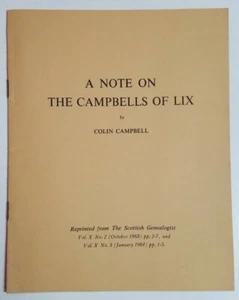 A NOTE ON THE CAMPBELLS OF LIX 1964 Scottish Genealogy South Carolina History - Imagen 1 de 9