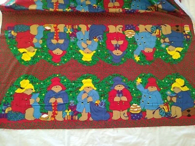 vintage PADDINGTON BEAR cotton fabric panel cut and sew draft dodger CHRISTMAS - Image 1 of 4