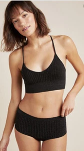 Anthropologie La La Simmer T Back Bra Black Sz M/L And Panties Size Medium Nwt - Picture 1 of 6