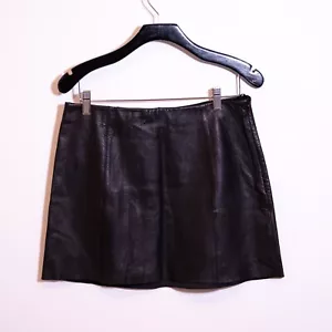 NEW T Alexander Wang Genuine Smooth Leather Aline Mini Pull On Skirt Black M - Picture 1 of 4