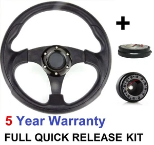REMOVABLE STEERING WHEEL 300MM & BOSS KIT HUB FOR SUBARU IMPREZA MITSUBISHI EVO - Picture 1 of 6