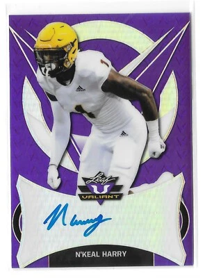 N’Keal Harry 2019 Leaf Valiant On Card Auto Purple Parallel 14/20. PATRIOTS! - Image 1 of 2