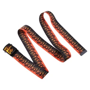Plain Webbing Stretch with Flame Grain Buckle 130cm Adjustable Canvas Belt - Picture 1 of 8