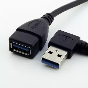 USB 3.0 Type A 90 Degree Left Angled Male to Female Extension Data Adapter Cable - Picture 1 of 5