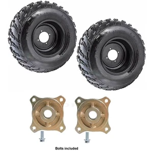 2PC 22x10x10 22x10-10 ATV Tires Rims 10" Wheels +4 Lug 24T Rear Axle Hub Go Kart - Picture 1 of 10