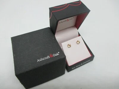 Pendientes pequeños de oro rosa de 10 quilates con piedras preciosas de morganita de Ashcroft y roble de 5 mm    Foto 1 de 4