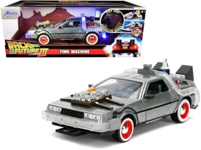 32166  brushed metal time machine with liugnts back to the future 3(1:24 scale) - Image 1 of 4