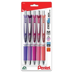 RTX Gel Ink Pens, Medium Point, 0.7mm, Passion Hue Assorted Ink, Pack of 5 Pens - Picture 1 of 4