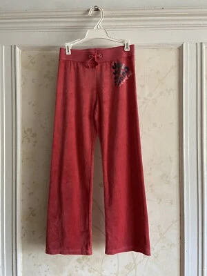 NWT Juicy Couture Girls Velour Pants 7 Strawberry Wine - Image 1 of 3