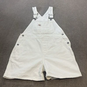DICKIES Relaxed Fit Bib Short Overalls Shortalls Y2K White Women's Medium - Picture 1 of 9