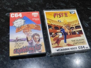 COMMODORE 64 C64 COMPUTER CASSETTE GAME - WAY OF THE EXPLODING FIST & FIST II 2 - Foto 1 di 3