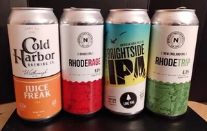 Lot of 4 EMPTY Collectible Craft Beer Cans RI MA Maine 2021 IPA Lone Pine - Picture 1 of 5