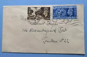 GB GVI cubierta 2 valores con Parque Olímpico de Wembley cancelar 1948 último día de juegos - Imagen 1 de 2