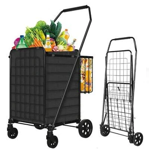 JOYIN-Heavy-Duty Folding Shopping Cart With Waterproof Liner & 360° Swivel Wheel - Picture 1 of 8