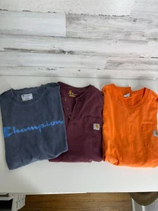 3 Carhartt Champion T-Shirt Mens 2XL Multicolor Crew Neck Short Sleeve - Picture 1 of 7