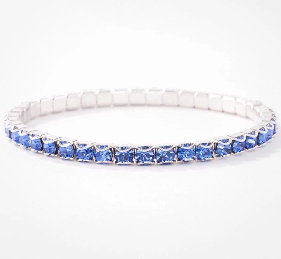 NUEVO Pulsera Elástica Piedra de Toque Cristal Septiembre, Piedra de Nacimiento Azul Montana Foto 1 de 1