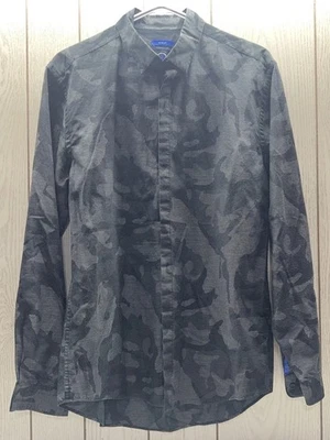 Camisa Joseph Abboud Calce Ajustado Para Hombre Negra Camuflada Con Botones Mediana Foto 1 de 4