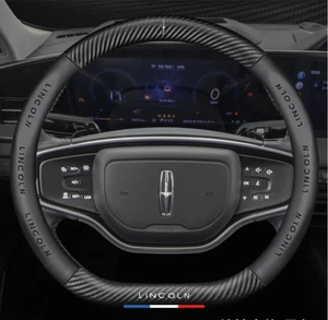 15" PU Leather+Carbon fiber Steering Wheel Cover For Lincoln All models - Picture 1 of 12