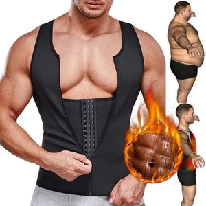 Men Waist Trainer Vest Neoprene Sauna Suit Corset Body Shaper Gym Workout Shirt - Picture 1 of 7