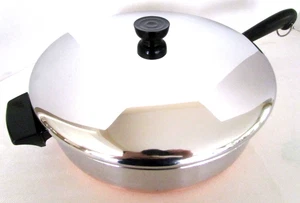 VINTAGE REVERE WARE 12" LARGE 3" DEEP SKILLET / CHICKEN FRYER WITH LID EUC - Picture 1 of 20