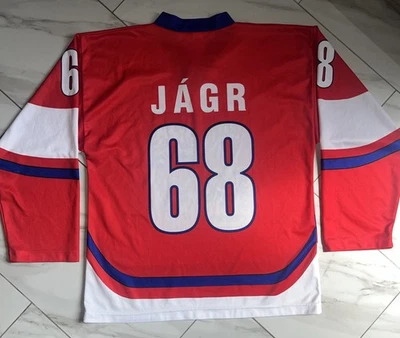 Camiseta deportiva de hockey Jaromir Jagr #68 vintage del equipo República Checa roja para hombre mediana usada en excelente estado Foto 1 de 4