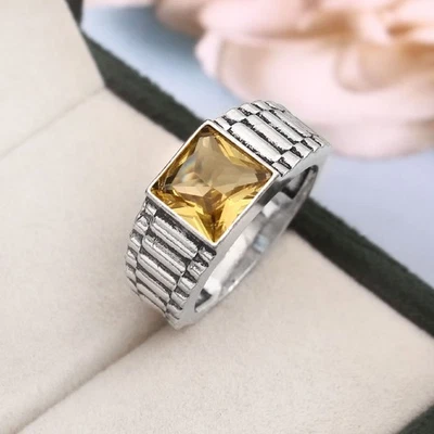925 Sterling Silver Yellow Citrine Gemstone Jewelry Ring (All size US) - Image 1 of 3
